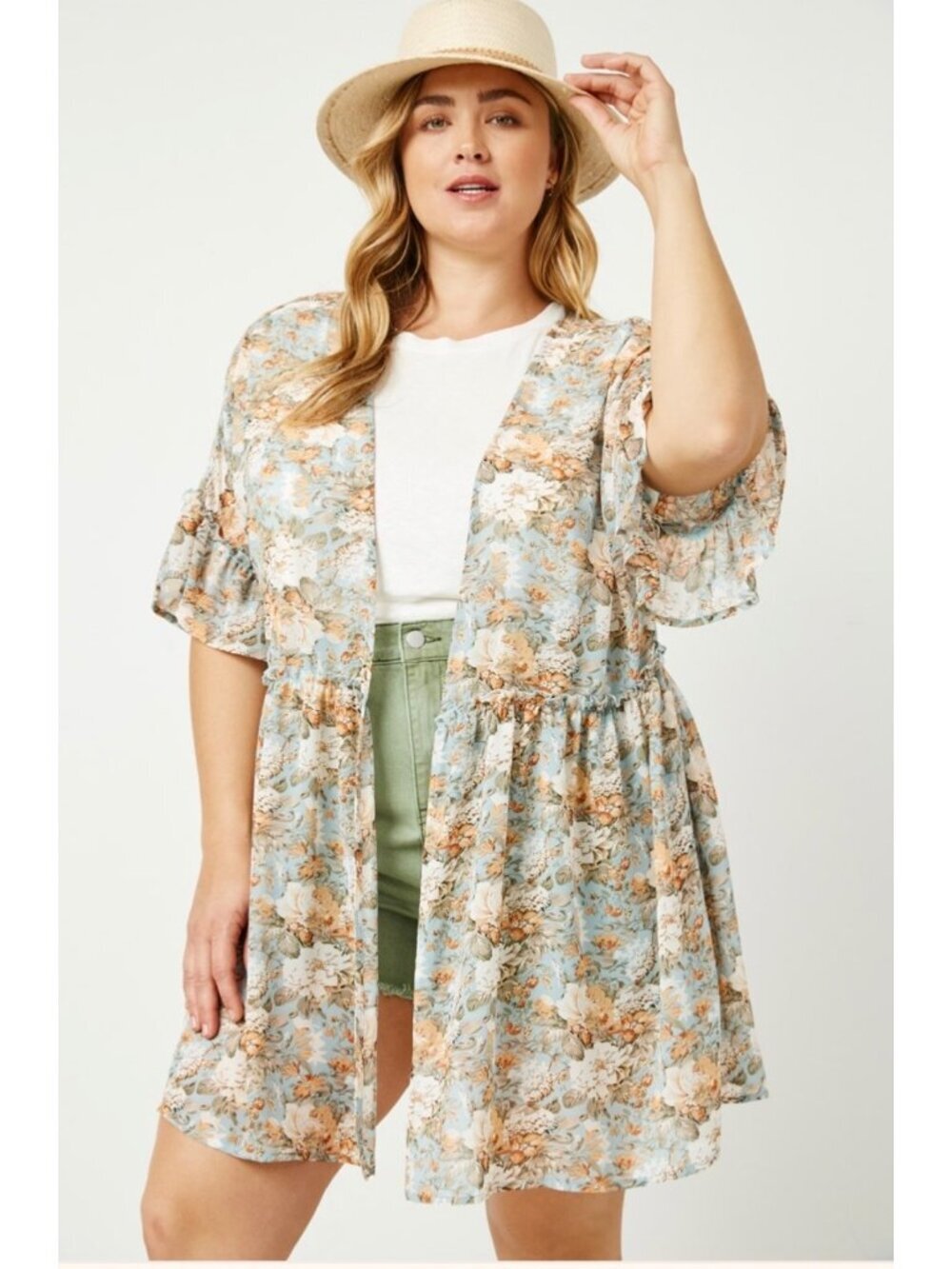 Hayden Los Angeles Floral Kimono Cardigan Duster Plus Size 2XL